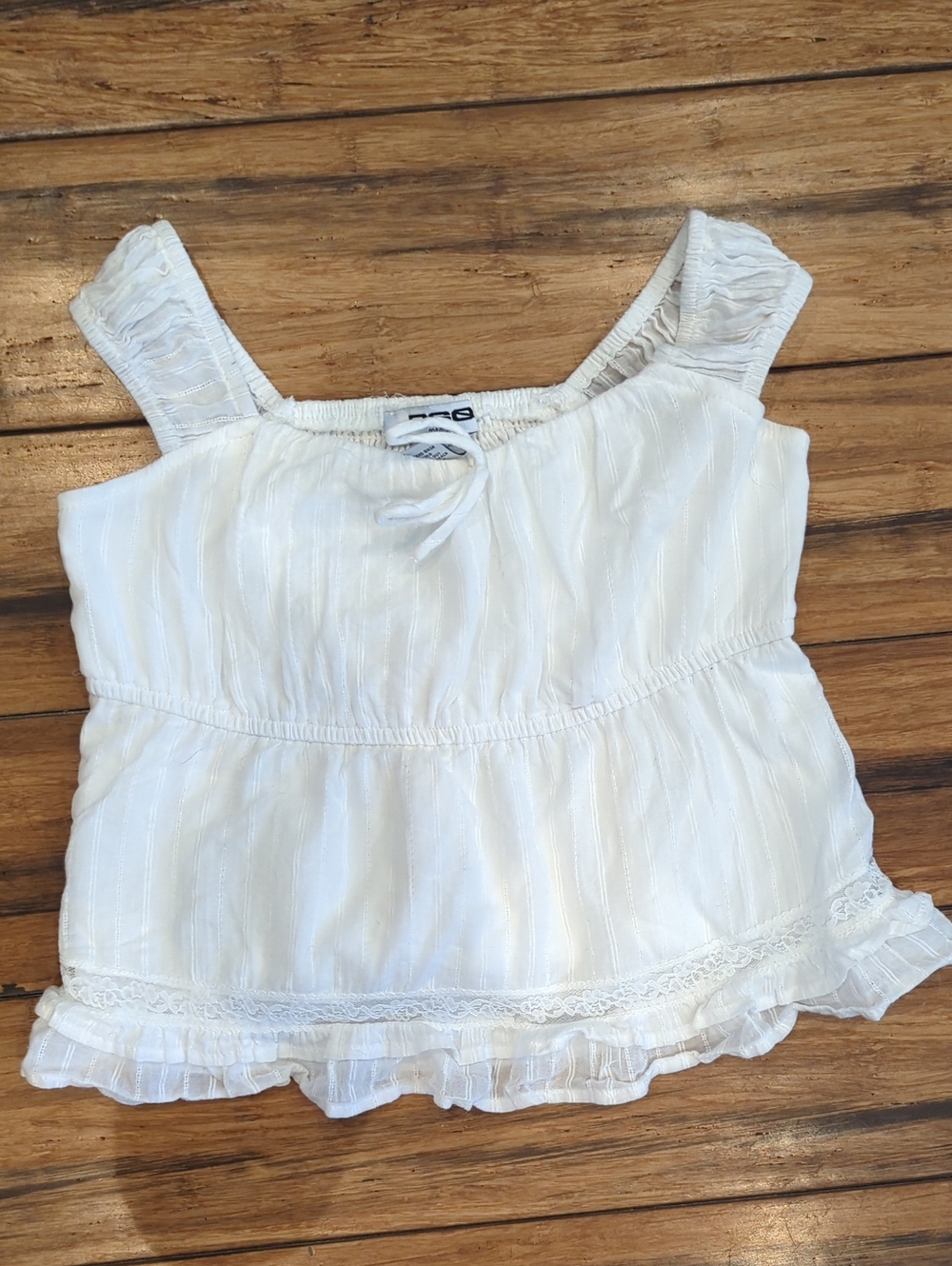 RSQ White Ruffle-Trim Top